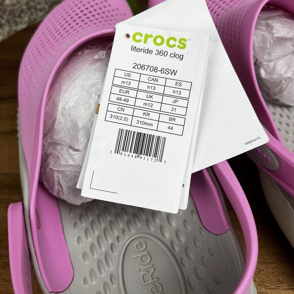 Crocs LiteRide 360 Clog Mens Size 13 Pink White Beach Outdoor Slip On Sandals - Picture 9 of 9